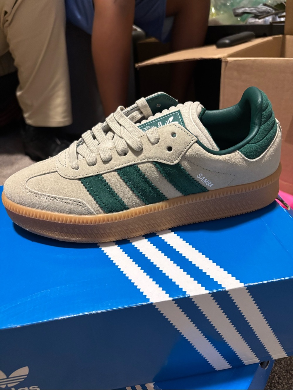 adidas Samba Suede Men's Sneaker - Beige & Dark Green